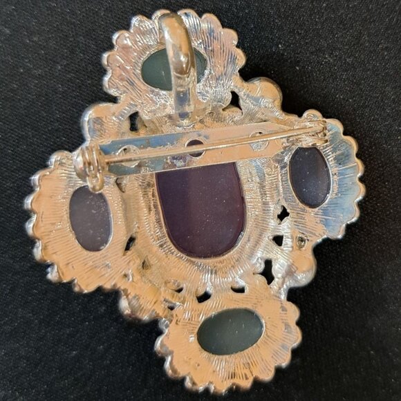 Vintage Inspired Fashion Leaders Purple & Blue Rhinestones Brooch/Pin - Picture 3 of 6